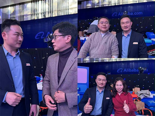 上图为：杨元嘉与三位专业评委交流合影，分别为：阿里巴巴国际站张阔总裁、知名经济学家薛兆丰教授、产品战略专家与畅销书作者梁宁